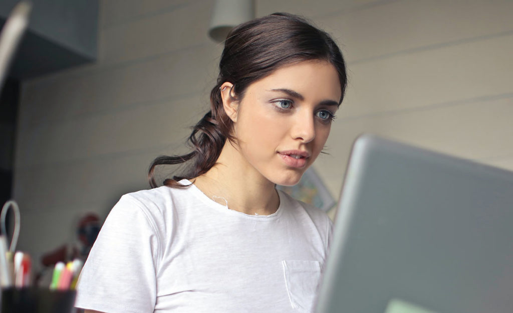 Student Staring at Her Computer