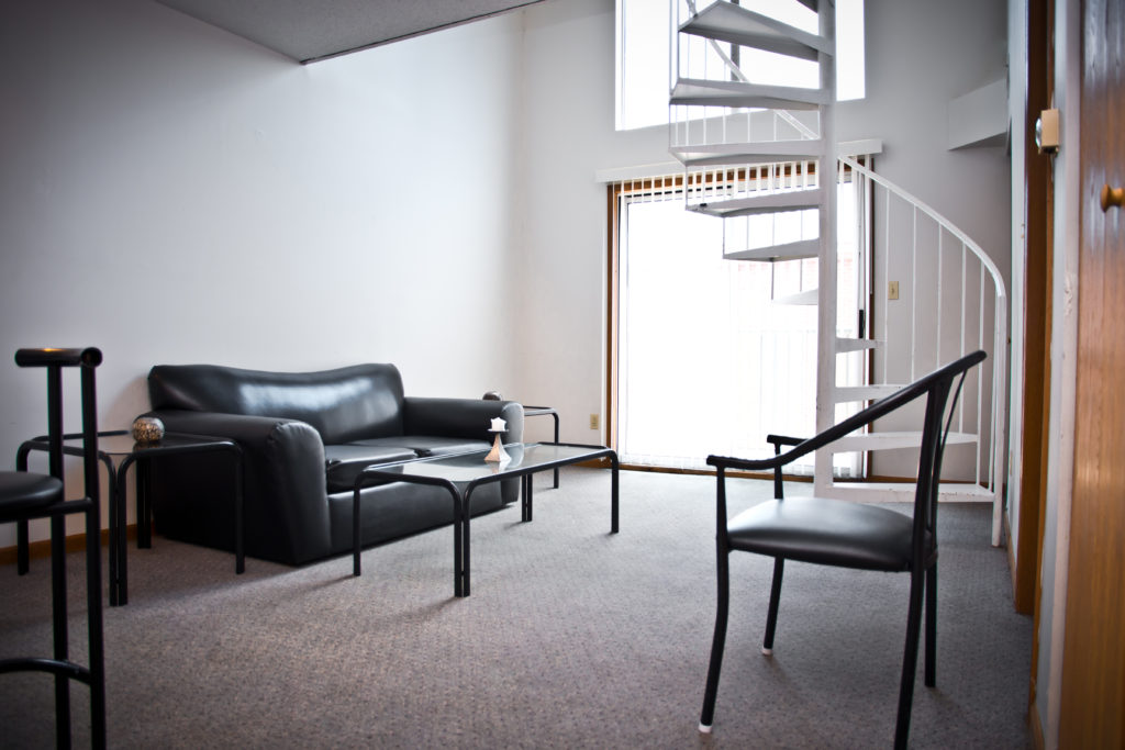 UIUC loft living room in Champaign, Illinois